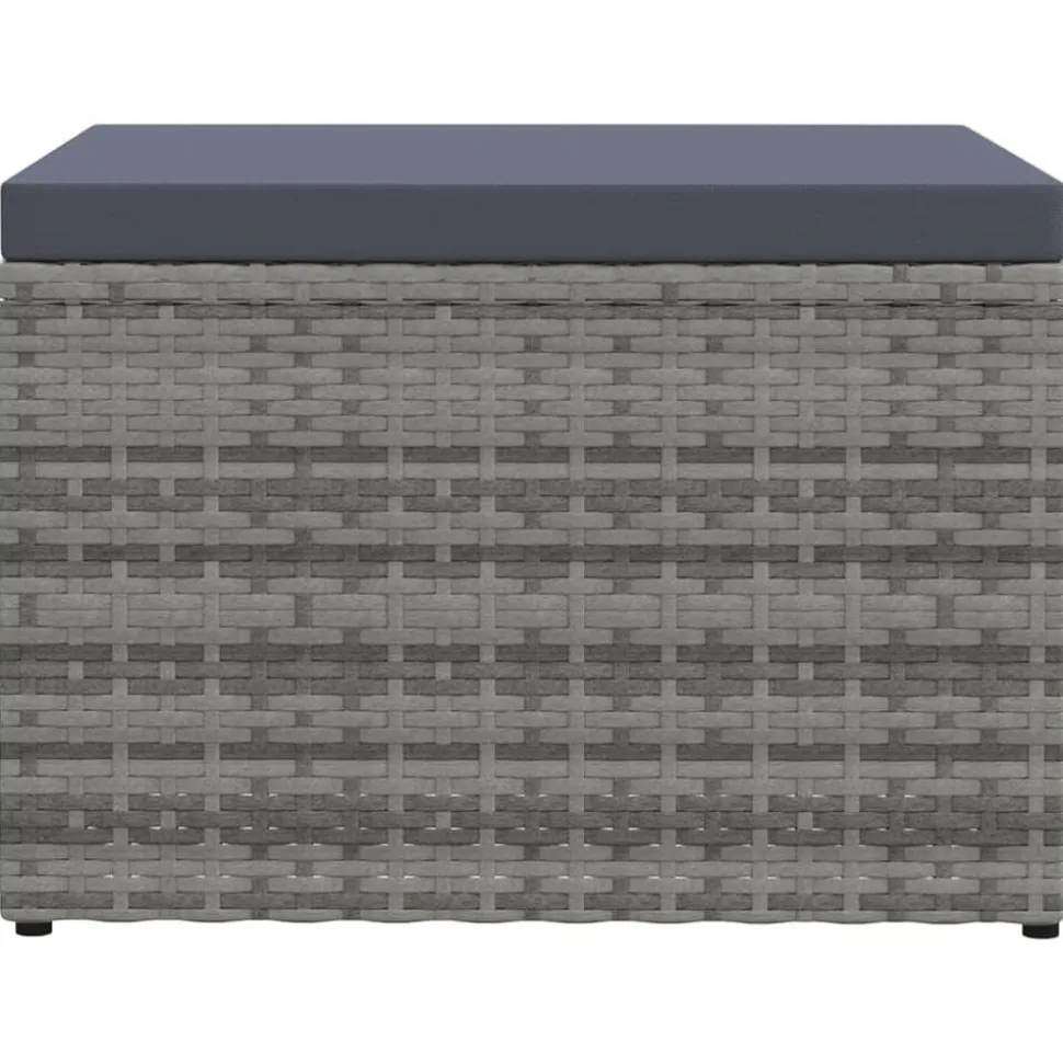 vidaXL Tuinvoetenbank met kussen poly rattan grijs