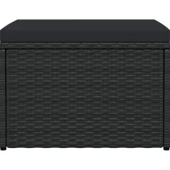vidaXL Tuinvoetenbank met kussen poly rattan zwart