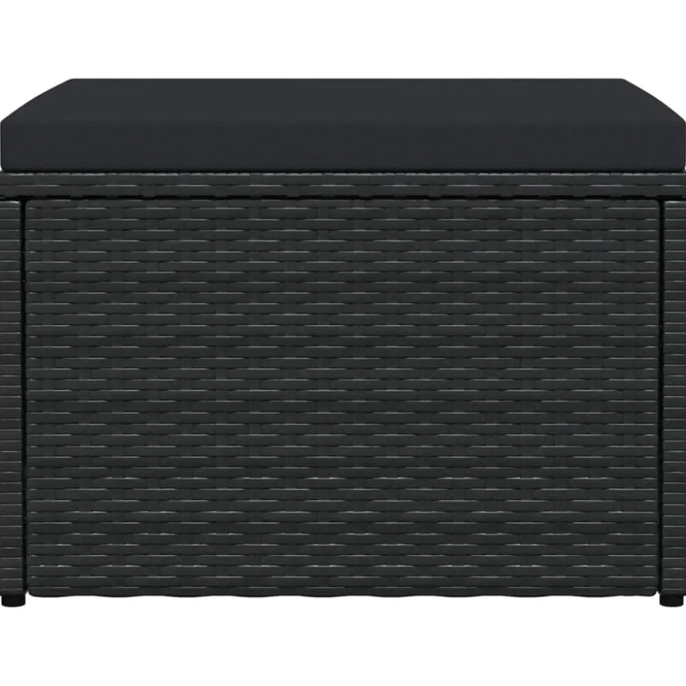vidaXL Tuinvoetenbank met kussen poly rattan zwart