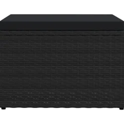 vidaXL Tuinvoetenbank met kussen poly rattan zwart