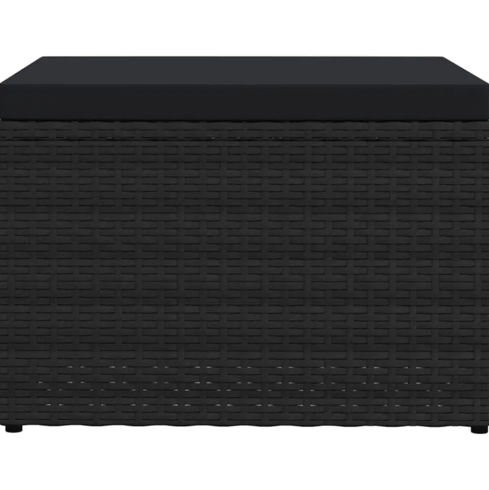 vidaXL Tuinvoetenbank met kussen poly rattan zwart