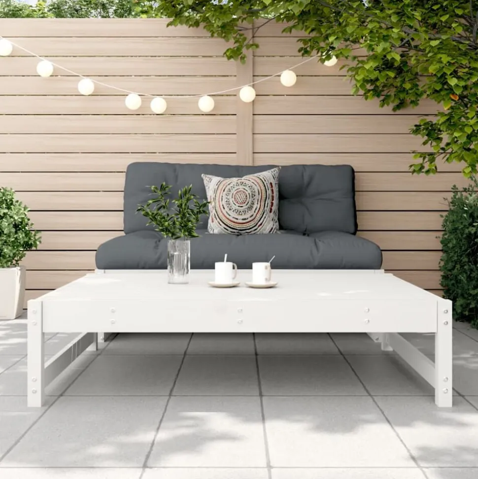 vidaXL Tuinvoetenbank 120x80 cm massief grenenhout wit