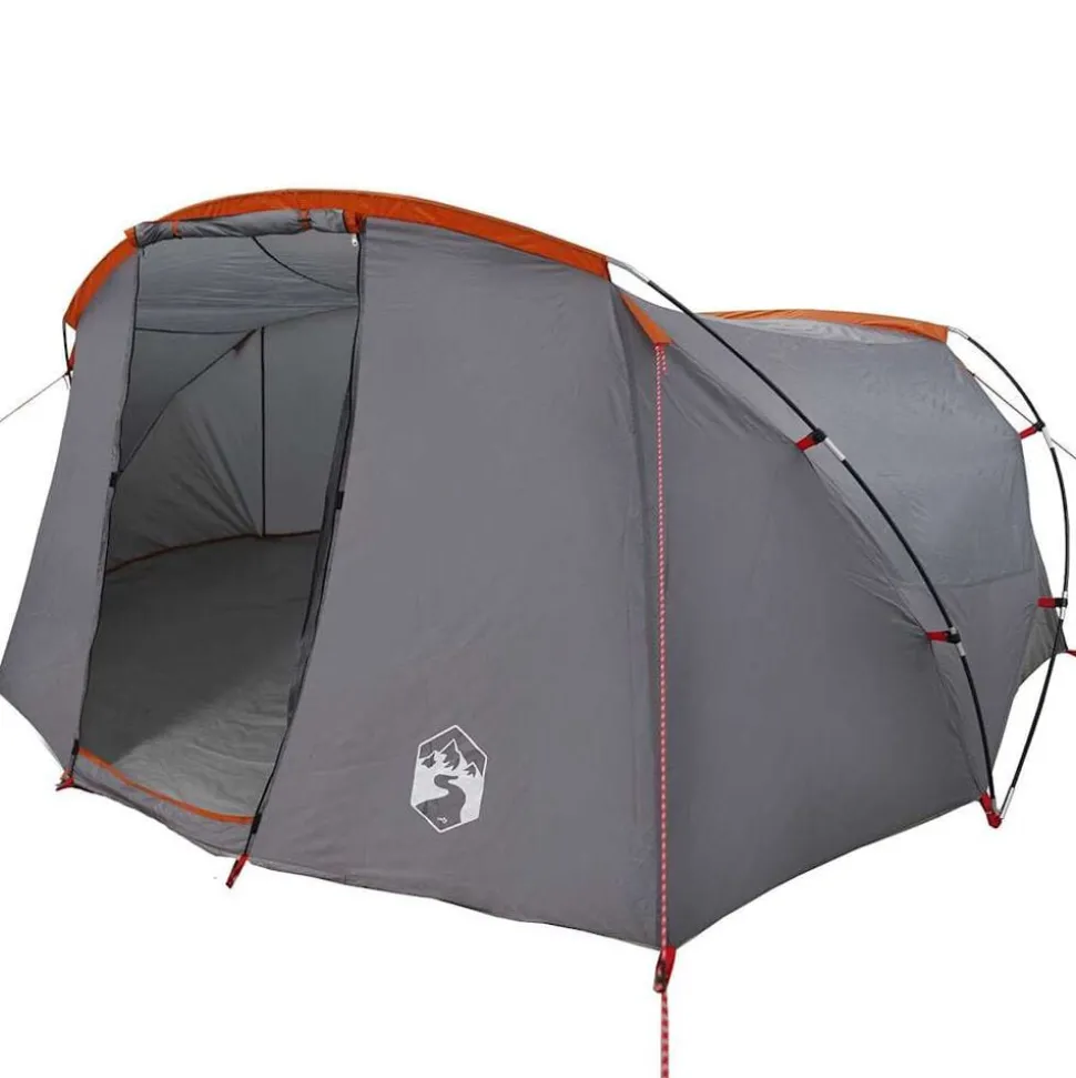 vidaXL Tunnel Tent 4-Person met dak Grijs en Oranje 318 x 275 x 140 cm