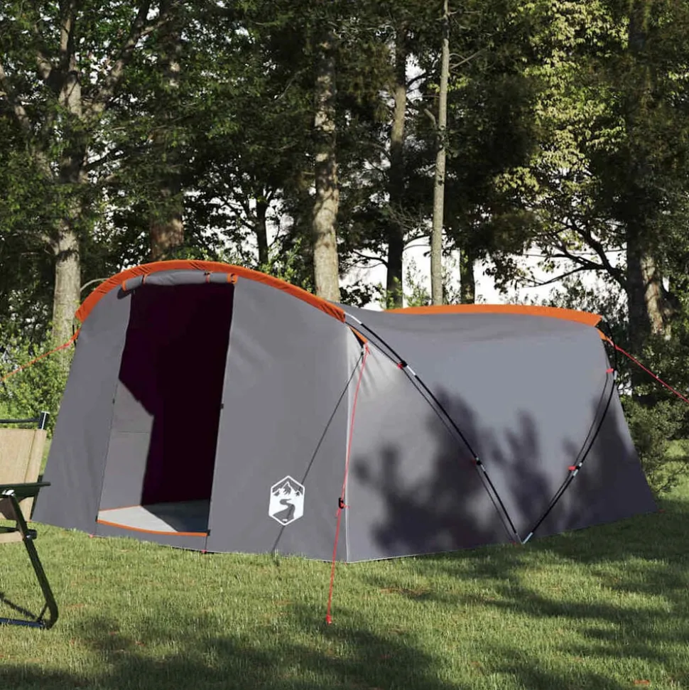 vidaXL Tunnel Tent 4-Person met dak Grijs en Oranje 318 x 275 x 140 cm