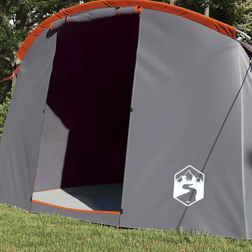 vidaXL Tunnel Tent 4-Person met dak Grijs en Oranje 318 x 275 x 140 cm