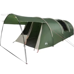 vidaXL Tunnel Tent 4-Person met dak Groen en Wit 740 x 370 x 220 cm