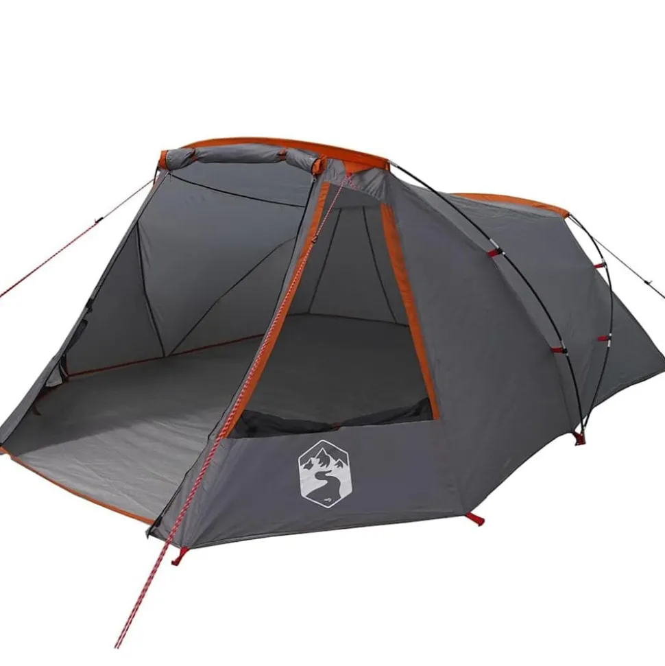 vidaXL Tunnel Tent 3-Person met dak Grijs en Oranje 328 x 228 x 115 cm