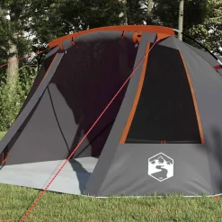 vidaXL Tunnel Tent 3-Person met dak Grijs en Oranje 328 x 228 x 115 cm