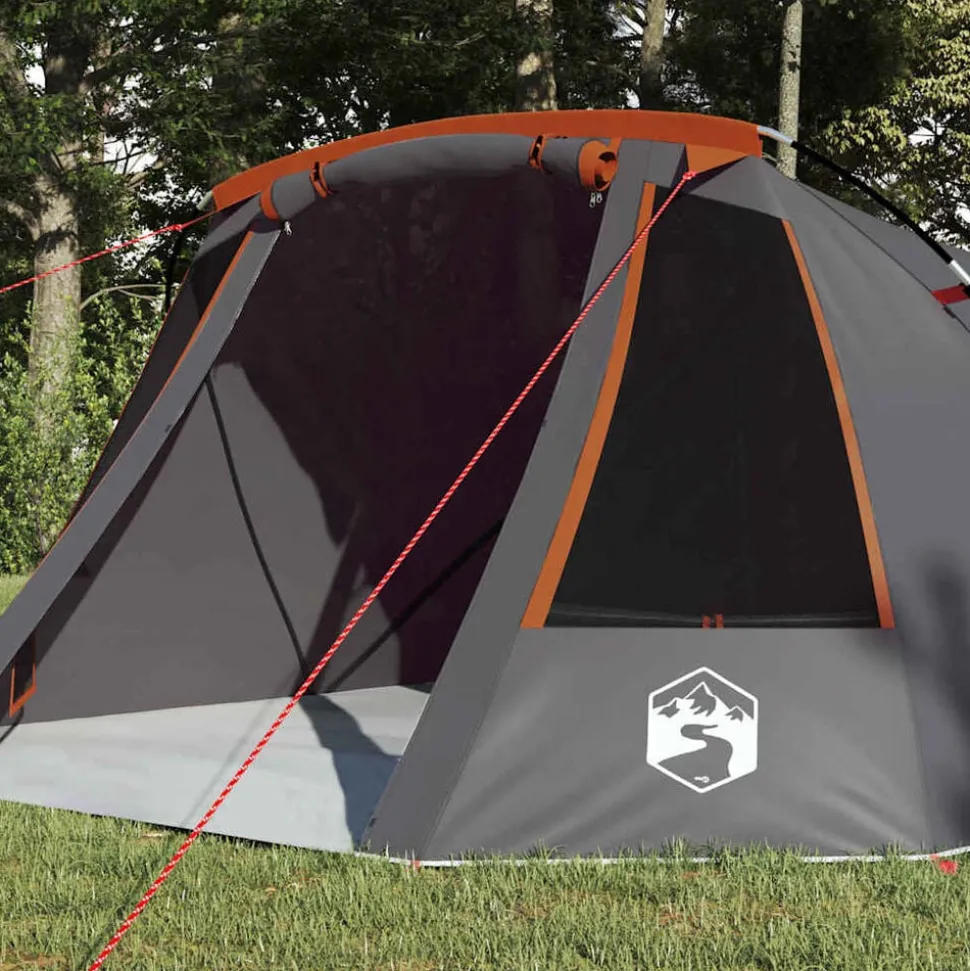 vidaXL Tunnel Tent 3-Person met dak Grijs en Oranje 328 x 228 x 115 cm