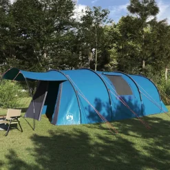 vidaXL Tunnel Tent 4-Person met dak Blauw en Grijs 740 x 370 x 220 cm