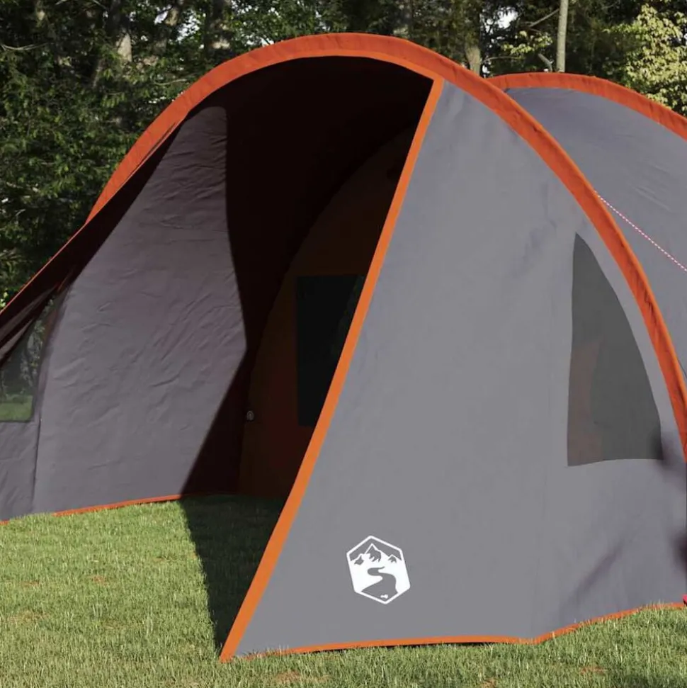 vidaXL Tunnel Tent 4-Person met dak Grijs en Oranje 778 x 356 x 210 cm