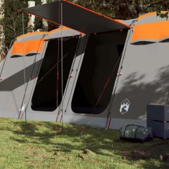 vidaXL Tunneltent 8-persoons waterdicht grijs en oranje