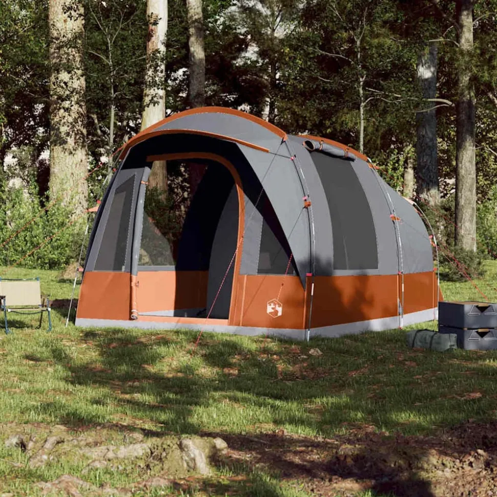 vidaXL Tunneltent 3-persoons waterdicht grijs en oranje