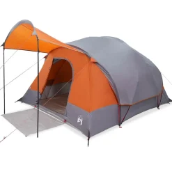 vidaXL Tunneltent 8-persoons waterdicht grijs en oranje