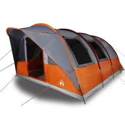 vidaXL Tunneltent 5-persoons waterdicht grijs en oranje