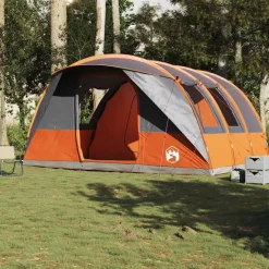 vidaXL Tunneltent 5-persoons waterdicht grijs en oranje