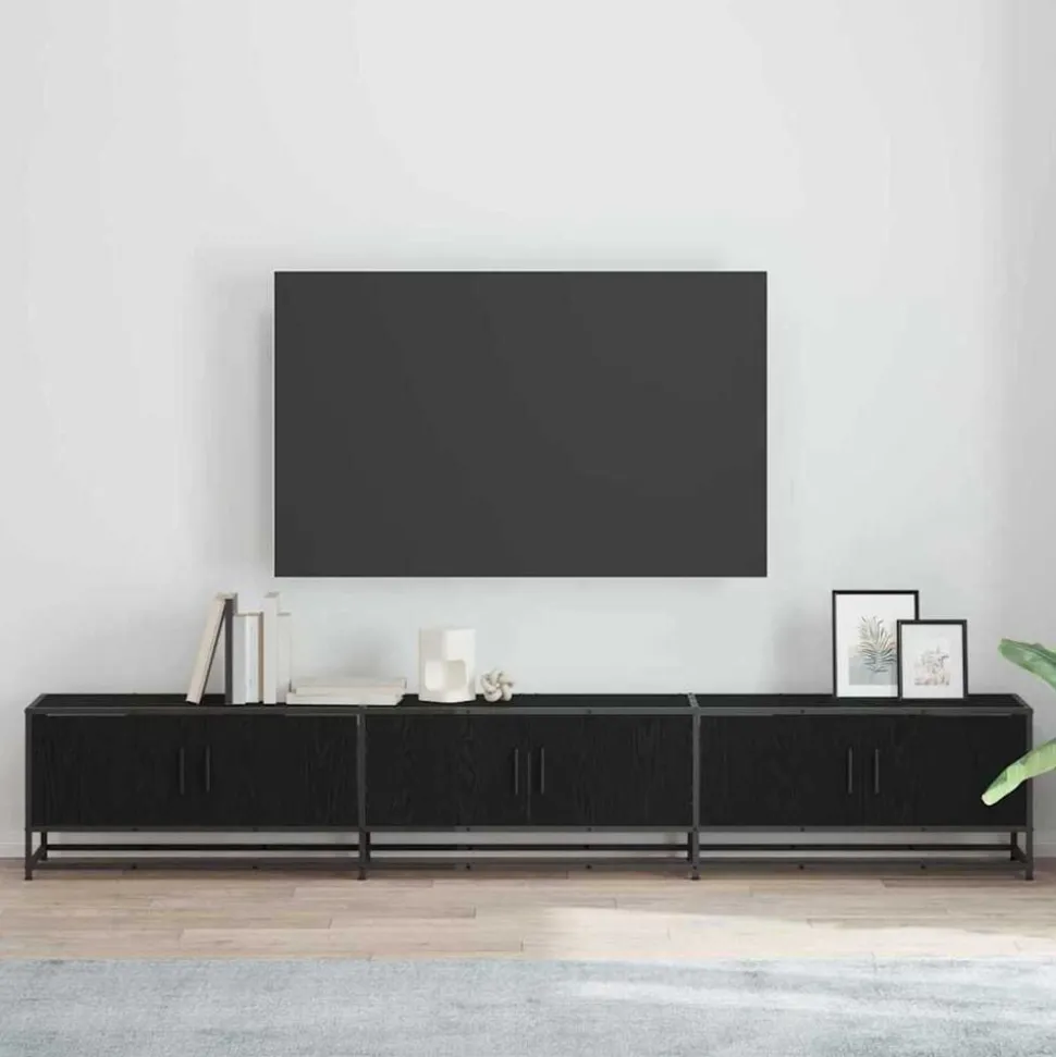 vidaXL TV Eenheden 2 pcs Zwart Eiken 240 x 35 x 41 cm Bewerkt hout