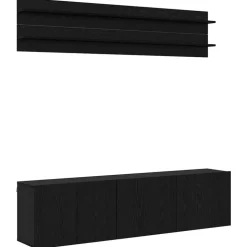 vidaXL TV Eenheden Wandgemonteerd 6 pcs Zwart eiken Bewerkt hout