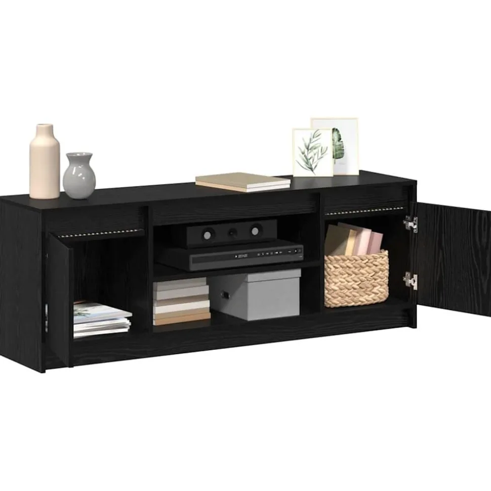 vidaXL TV Eenheden Zwart 139,5 x 34 x 50 cm Bewerkt hout