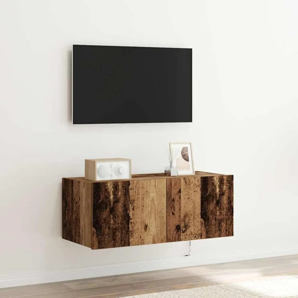 vidaXL TV Wandkast Oud Hout 80 x 35 x 31 cm Bewerkt hout