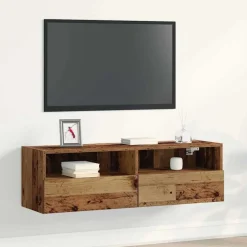 vidaXL TV Wandkast Oud hout 100 x 30 x 30 cm Bewerkt hout