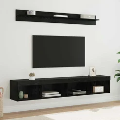 vidaXL TV Wandkast Set met LED 5 pcs Zwart Eiken Bewerkt hout