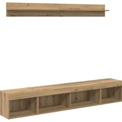 vidaXL TV Wandkast Set met LED 5 pcs Artisan Eiken Bewerkt hout