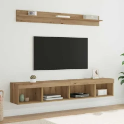 vidaXL TV Wandkast Set met LED 5 pcs Artisan Eiken Bewerkt hout