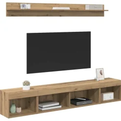 vidaXL TV Wandkast Set met LED 5 pcs Artisan Eiken Bewerkt hout