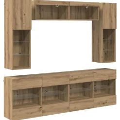 vidaXL TV Wandkast Set met LED 6 pcs Artisan Eik Geconstrueerd hout