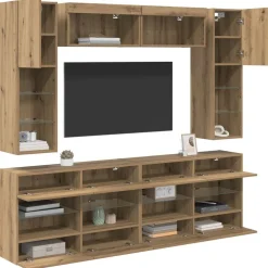 vidaXL TV Wandkast Set met LED 6 pcs Artisan Eik Geconstrueerd hout