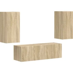 vidaXL TV Wandkast Set Wandgemonteerd 4 pcs Sonoma Eiken Bewerkt hout