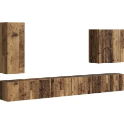 vidaXL TV Wandkast Set Wandgemonteerd 6 pcs Oud Hout
