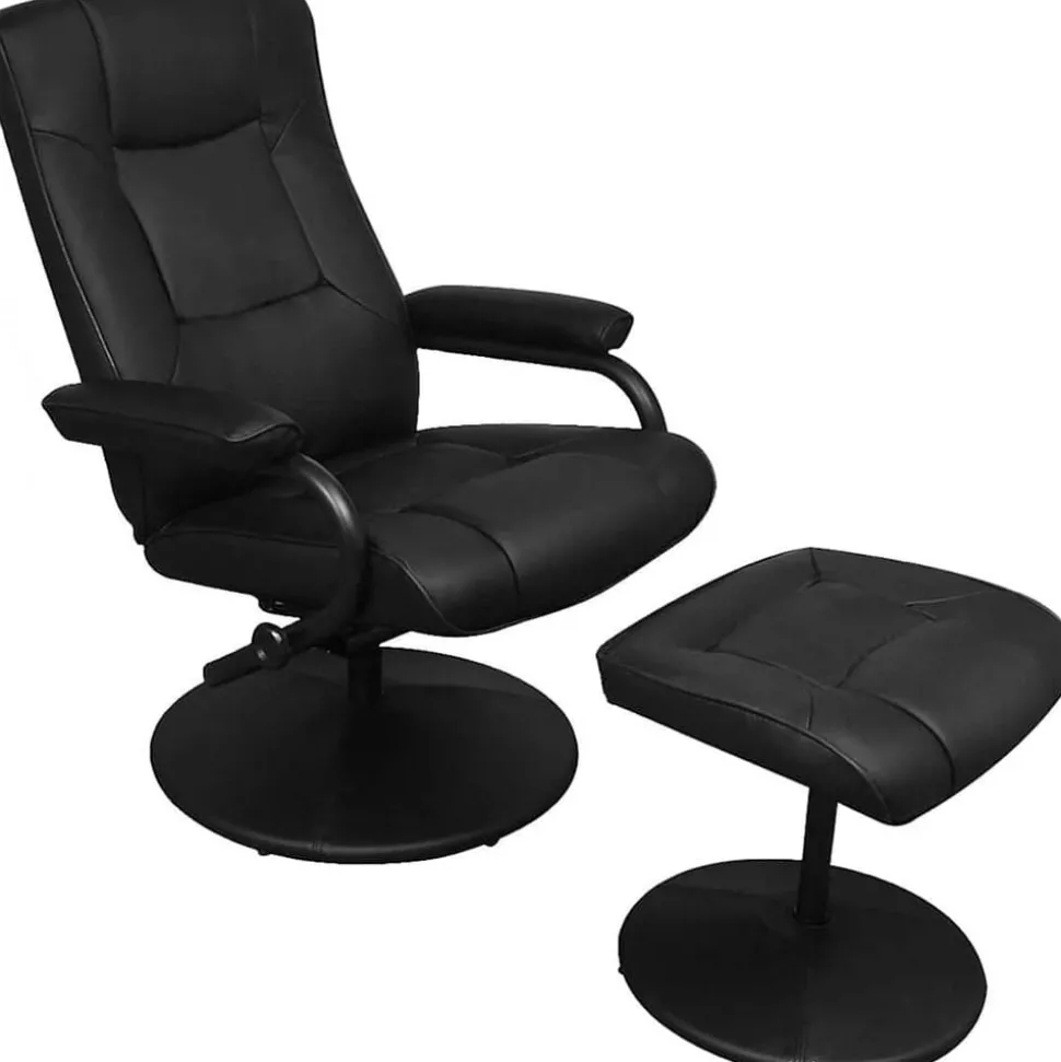 vidaXL Tv-fauteuil met voetenbankje kunstleer zwart