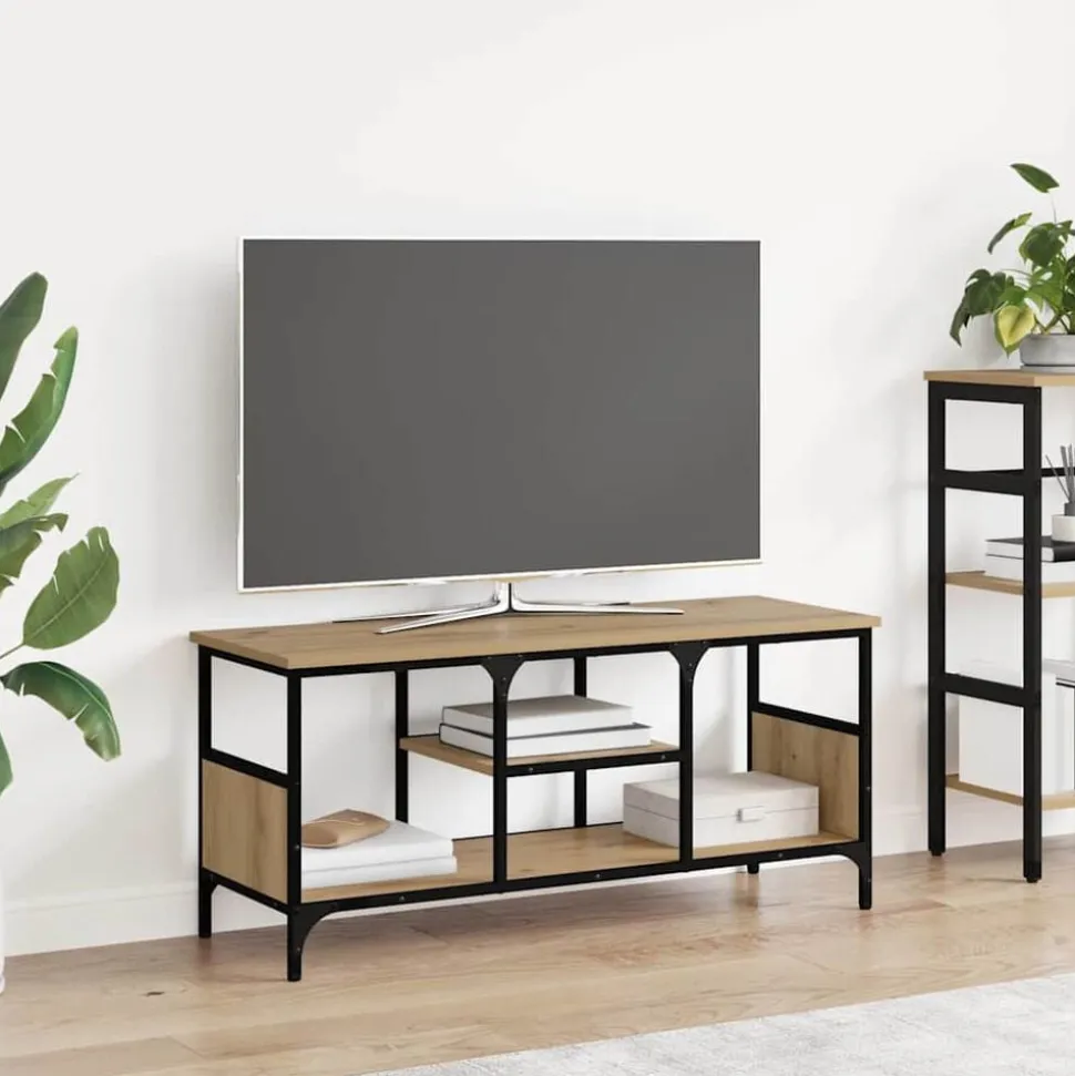 vidaXL TV-kast Artisan Eiken 100 x 35 x 45 cm Gemonteerd hout en ijzer
