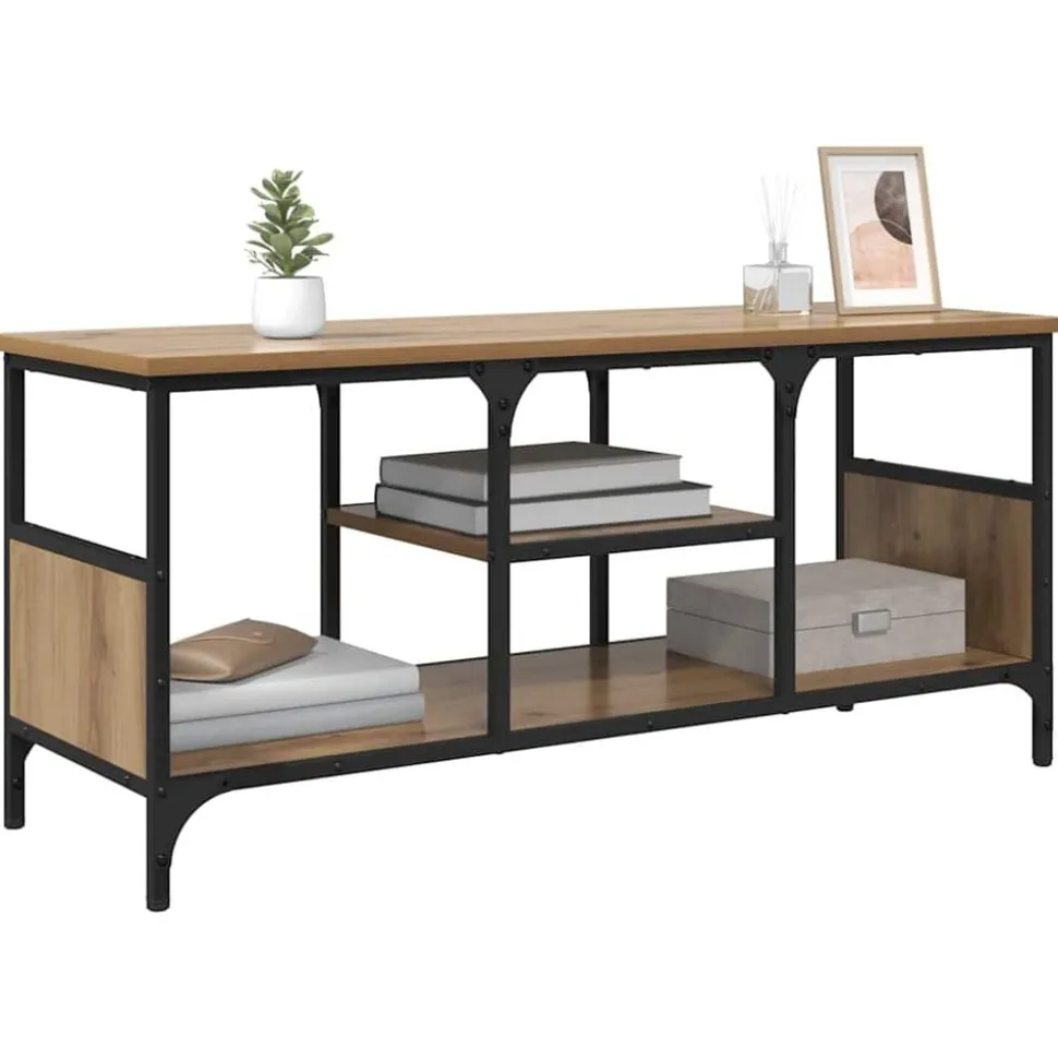 vidaXL TV-kast Artisan Eiken 100 x 35 x 45 cm Gemonteerd hout en ijzer