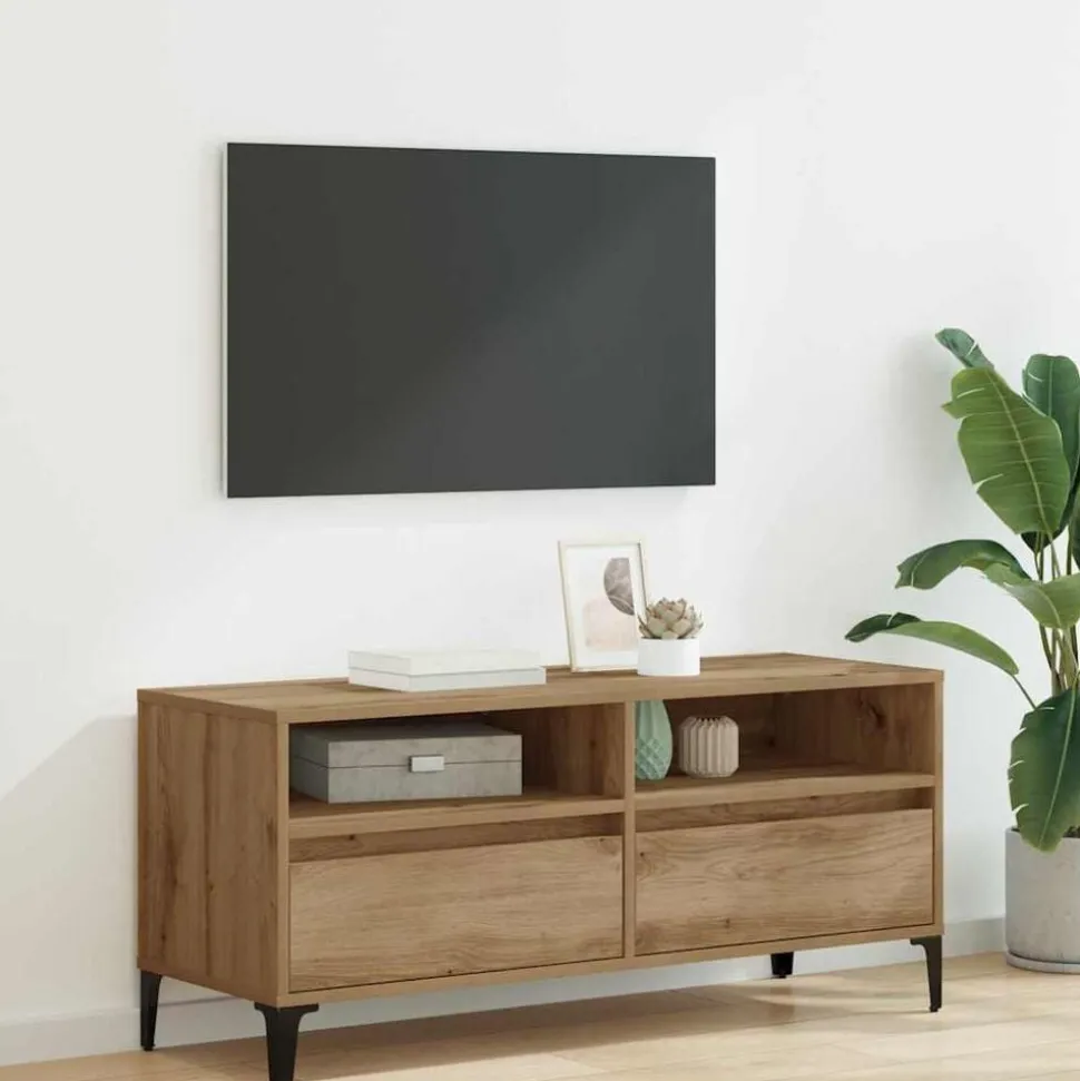 vidaXL TV-kast met lade Artisan Eiken 100 x 34,5 x 44,5 cm