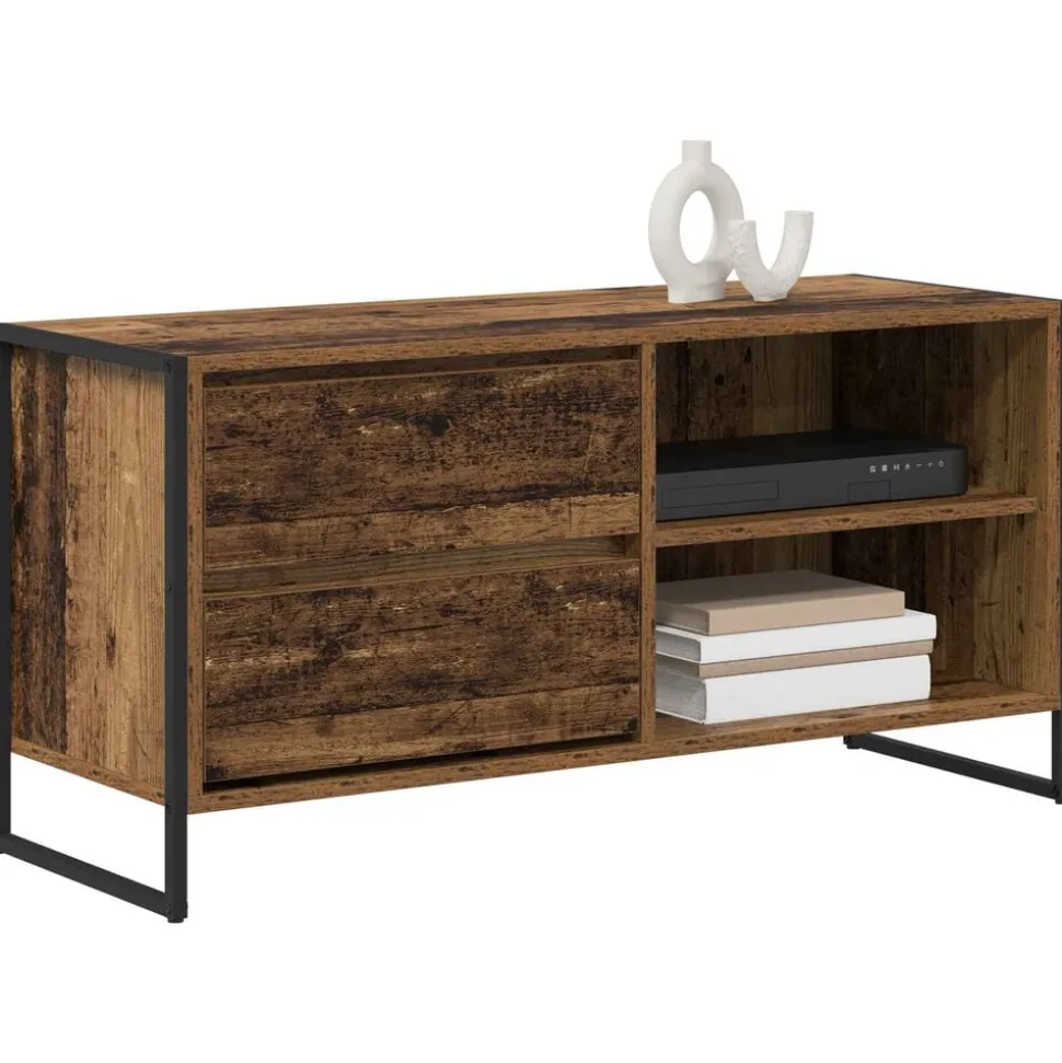 vidaXL TV-kast met lade Oud Hout 100 x 36 x 49,5 cm Bewerkt hout