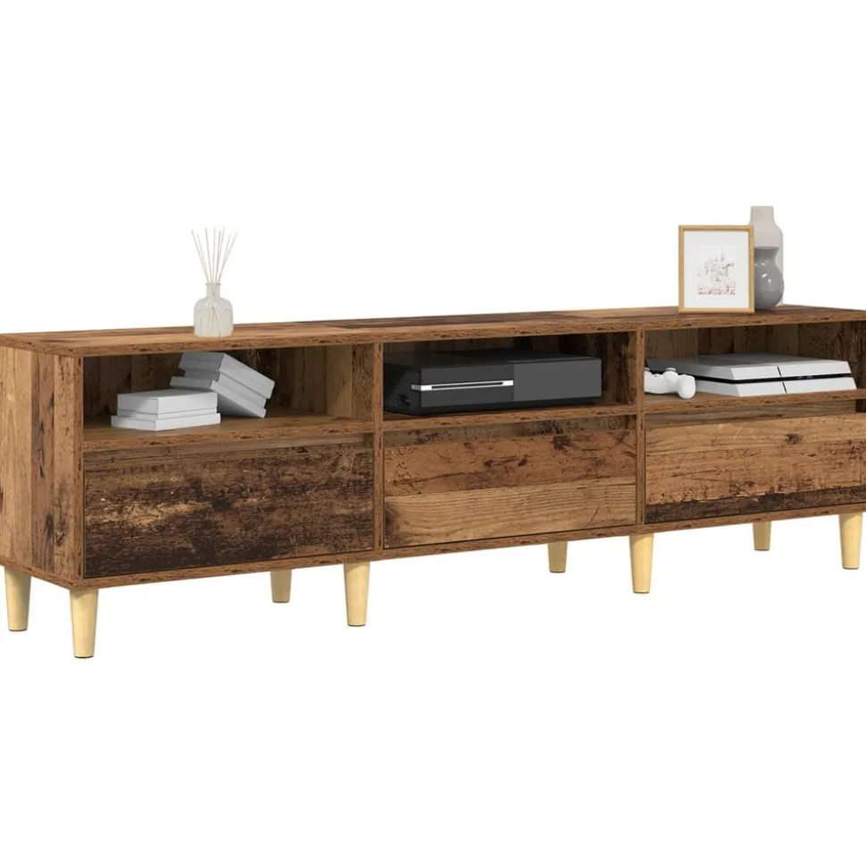 vidaXL TV-kast met lade Oud Hout 150 x 30 x 45 cm Bewerkt hout