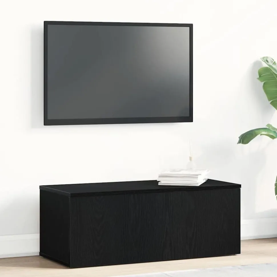 vidaXL TV-kast met lade Zwart Eiken 80x34x30 cm Bewerkt hout
