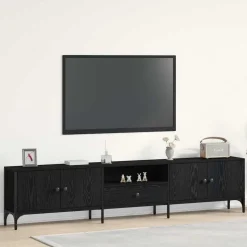 vidaXL TV-kast met lade Zwart eiken 200 x 25 x 44 cm Bewerkt hout