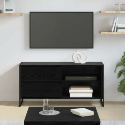 vidaXL TV-kast met lade Zwart Eiken 100 x 36 x 49,5 cm Bewerkt hout
