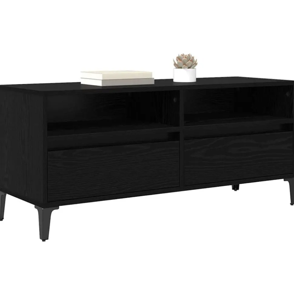 vidaXL TV-kast met lade Zwart Eiken 100 x 34,5 x 44,5 cm
