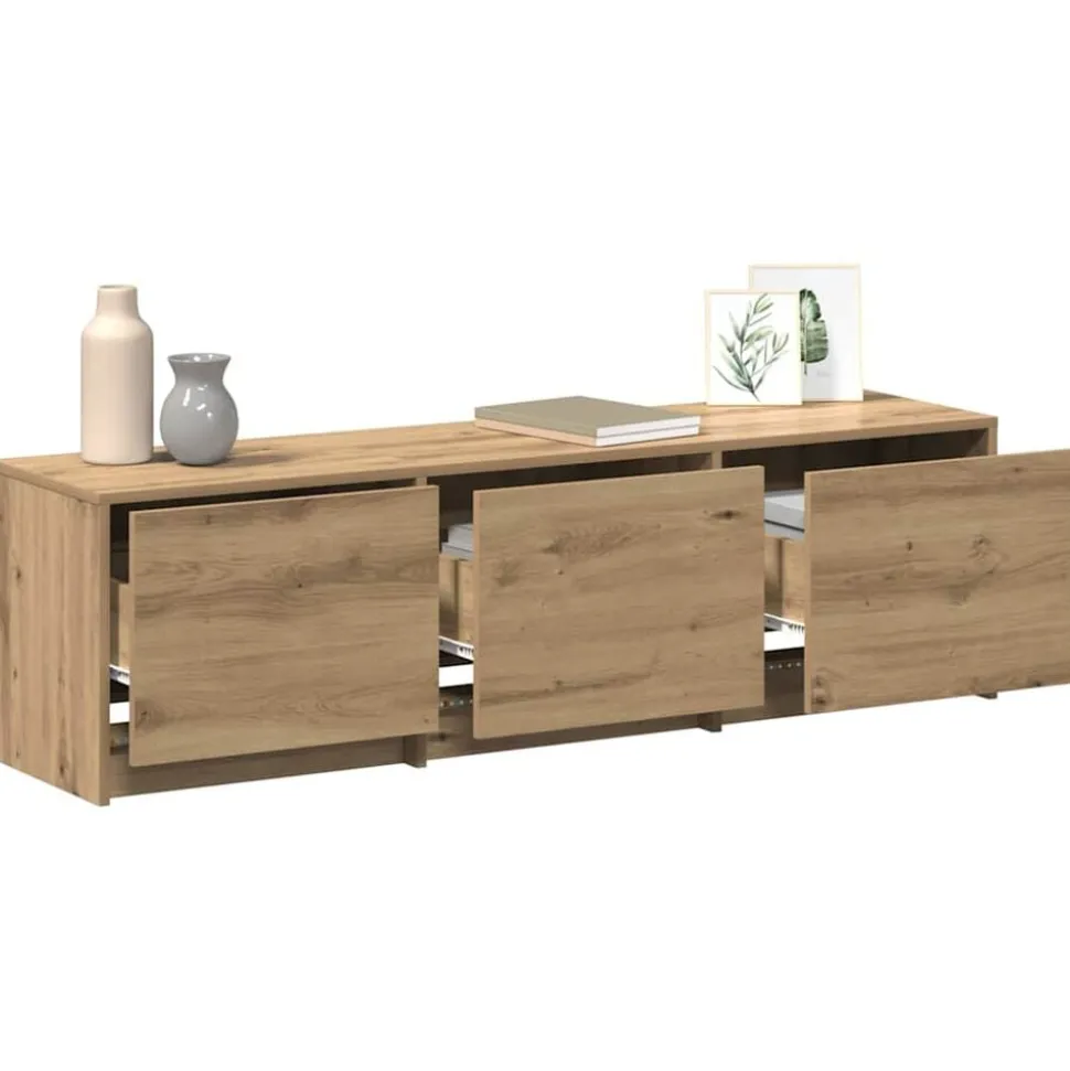vidaXL TV-kast met LED met lade Ambachtelijk eiken 140 x 34 x 40 cm
