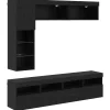 vidaXL TV-kast met LED Wandgemonteerd 7 pcs Zwart Eiken Bewerkt hout