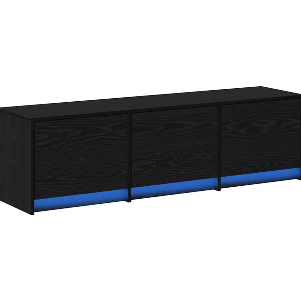 vidaXL TV-kast met LED Zwarte Eik 140 x 34 x 40 cm Geconstrueerd hout