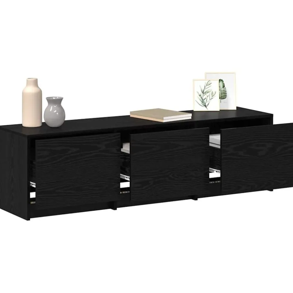 vidaXL TV-kast met LED Zwarte Eik 140 x 34 x 40 cm Geconstrueerd hout