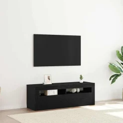vidaXL TV-kast met LED Zwart Eiken 120 x 35 x 40 cm Bewerkt hout