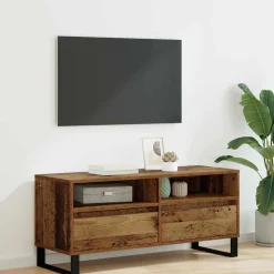 vidaXL TV-kast Oud Hout 100 x 34,5 x 44,5 cm Gemonteerd hout en ijzer