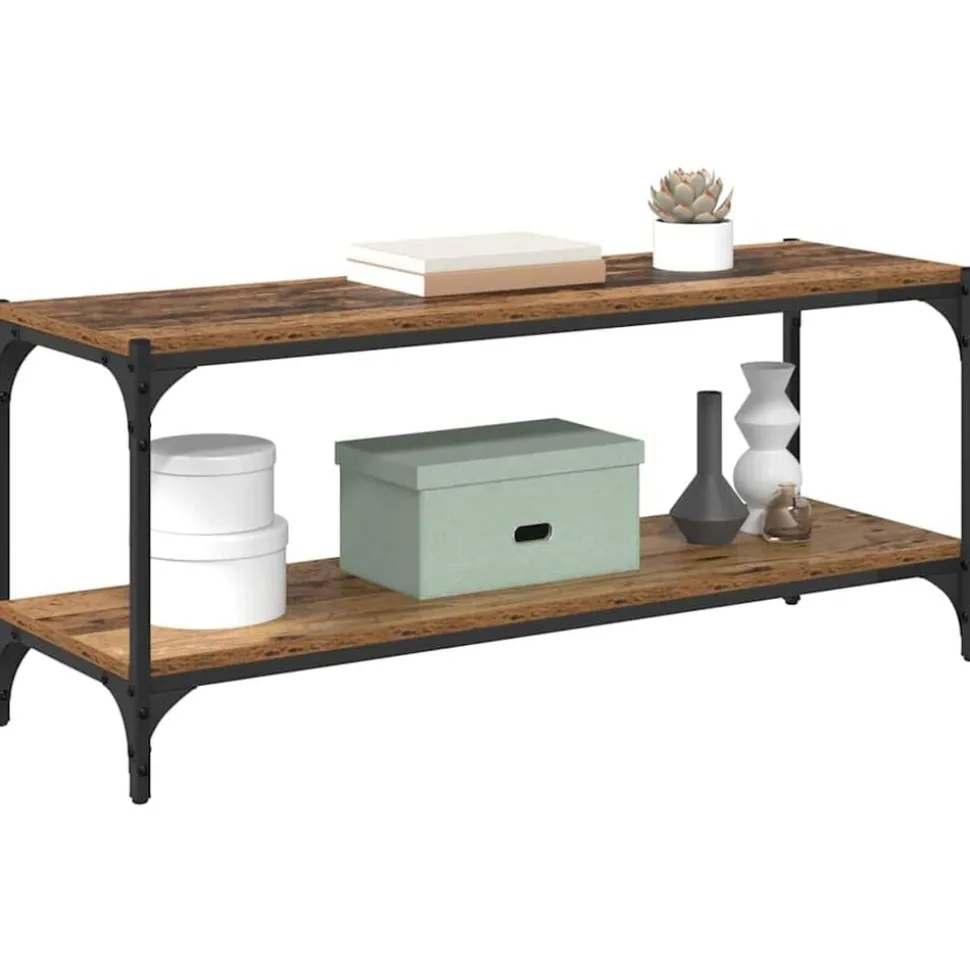 vidaXL TV-kast Oud Hout 100x33x41cm Gemonteerd hout en ijzer